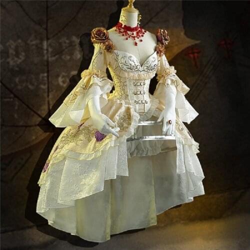 Identity V Cospaly Costume Regulators Red Lady Mary Palace embroidered ornate Dress halloween party costume for women