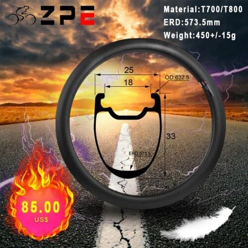 ZPE Carbon fiber rim disc brake 33mm Road Bike UD Matte Clincher Tubular Tubeless For Bicycle Wheels