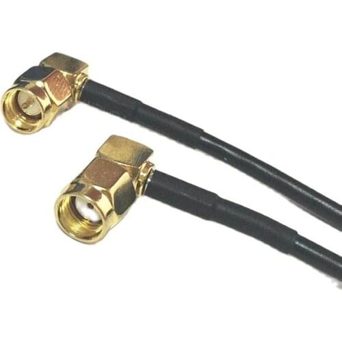 1PC New SMA Male Right Angle To RP-SMA Male Plug RA 90-degree RG174 Cable 20CM 8" Adapter Wholesale Fast Ship