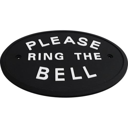 1pc Silver PLEASE RING THE BELL Garden House Wall Door Plaque Sign In Black