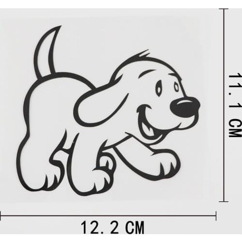 12.2CMX11.1CM Cartoon Kids Baby Animal Dog Vinyl Car Sticker Black/Silver 8A-0539