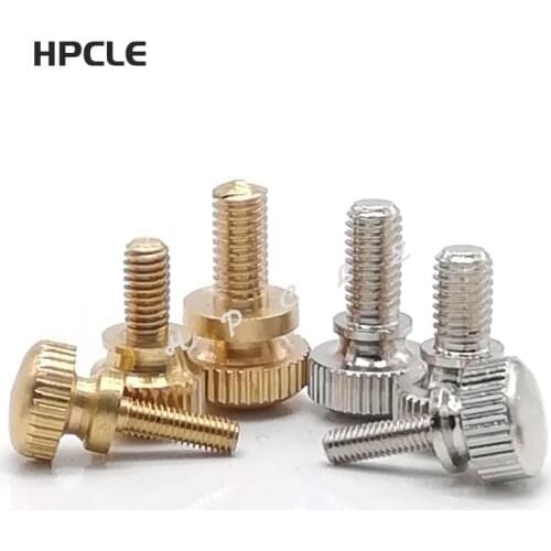 2-5PCS M3 M4 M5 M6 GB834 Brass Knurled head or Nickel plating hand thumb screw computer chassis with high step knurled screws