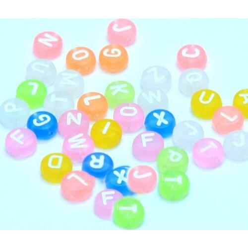 4*7mm Flat Coin Round Shape Acrylic Letter Beads Mix Rubber Colors Plastic English Alphabet jewelry DIY Bracelet Spacer 3600pcs