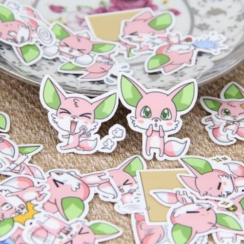 40 pcs/set cute green ears small fox book scrapbooking bubble buoy stickers stickers kawaii expression childrens toys