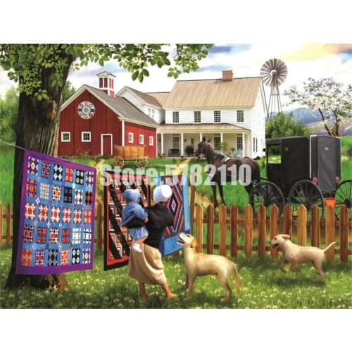 5D DIY Diamond Painting Family Homestead Farm Houses Diamond Mosaic Full Square Diamond Embroidery Of Rhinestone Child Gift