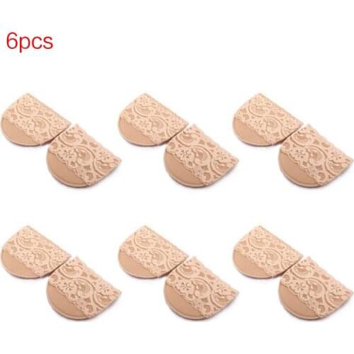 6 Pairs Toe Cover Socks Sponge Comfortable High Heels Half Yard Pad Invisible Non-slip Lace Forefoot Pad Black White Lace