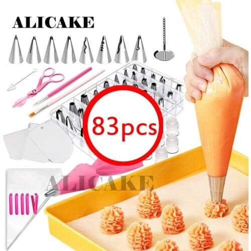 83 Pcs Cake Decorating Set Cupcake Baking Diy Nozzles Bag Pip Frosting Tool Kit Scraper Fandont Pen Brush For Wedding Party