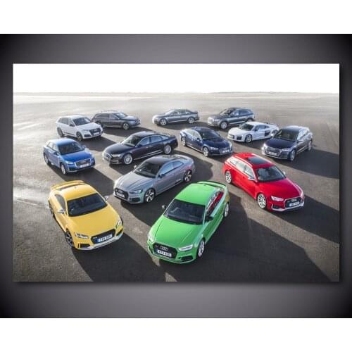 Wall Art Picture Audis Many Car Collection Colorful Vehicle Silk Posters and prints Canvas Painting Modern Home decoration