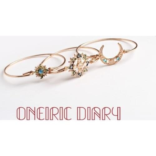 ONEIRIC DIARY Vintage Sun Moon And Star Shining Zirconia Bracelet Set For Women Party Wedding Jewelry Gift