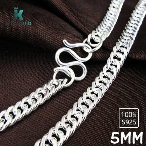 KASANIER 5MM Width Whips chain Real S999 Sterling Silver Men Necklace Hip hop style Figaro Man Woman Jewelry Factory price