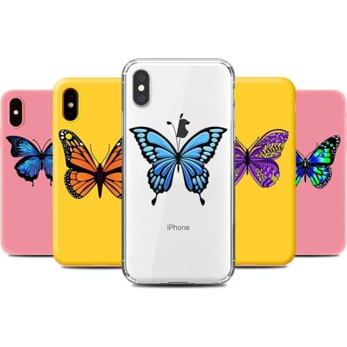 Cute Butterfly Phone Case for iPhone 6s 7 8 11 Plus Pro X XS MAX XR Cartoon Cases Soft Silicone Fitted TPU Back Accessorie Cover