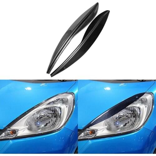 For Honda Fit 2009-2012 Real Carbon Fiber Headlight Cover Eyebrows Eyelids Car Sticker Trim Headlight Protector Accessories