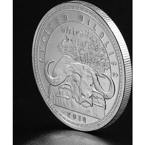 Wild Animals African Buffalo Elephant 2014 Zambia 1000 KWACHA Silver Plated Coin Commemorative Coins For Height Collection Gift
