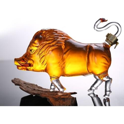 Novelty Animal Boar Shaped Style Home Bar Whiskey Decanter for Liquor Scotch Bourbon 33.81 oz