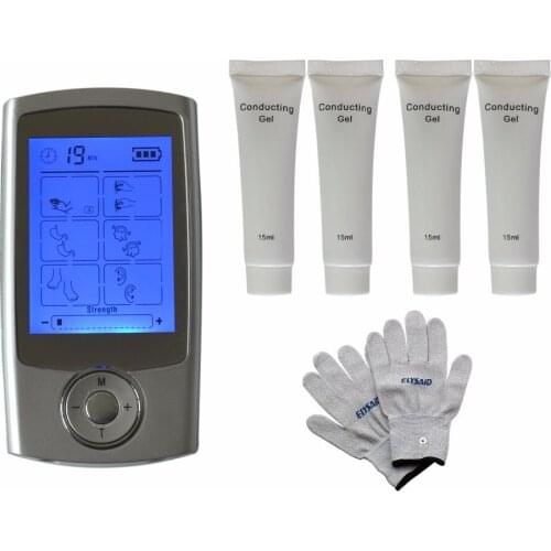 Dual Output Tens/EMS Electrical Muscle Stimulator Body Relax Massager Pulse Tens Acupuncture Machine With 4pcs Conducting Gel