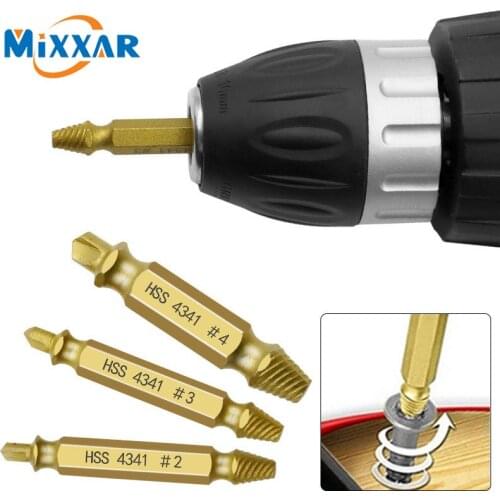 ZK30 1/4/5/6Pcs Damaged Screw Extractor Speed Out Drill Double Side Durable Broken Bolt Remover Screw High Strength Accessories