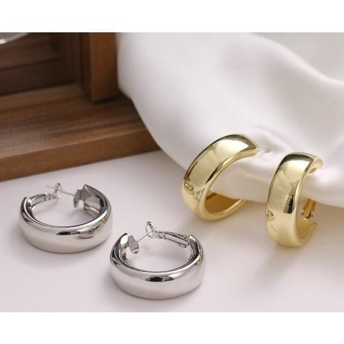 European and American popular simple jewelry with alloy big earrings metal mirror basic earrings for women gifts wholesale