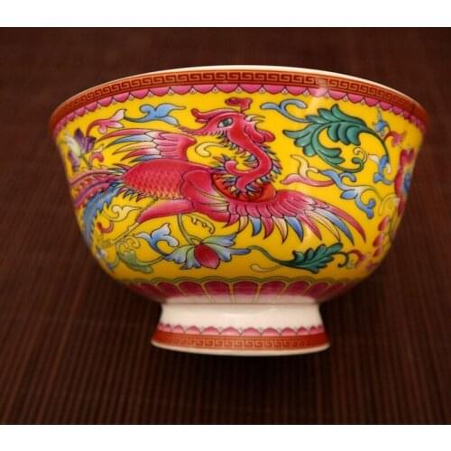Exquisite Chinese Famille Rose Porcelain Enamel Colorful Dragon Phoenix Bowl No.2