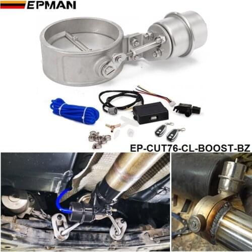 Exhaust Control Valve Set With Boost Actuator Cutout 3"76mm Pipe Open STYLE with Wireless Remote Controller EP-CUT76-OP-BOOST-BZ