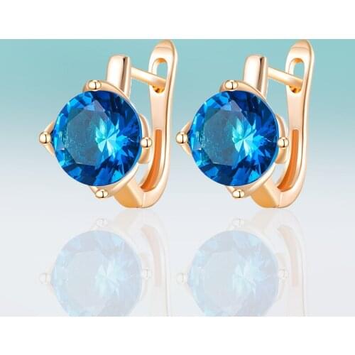 Small Classic Flower Round Mosaic MultiColor Cubic Zirconia Stud Earrings for Women Jewelry Wedding Party Gifts High Quality