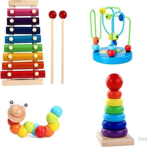Montessori Wooden Toys Childhood Learning Toy Baby Colorful Wooden Blocks