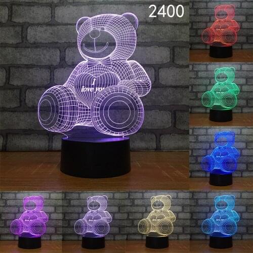 Cartoon Bear Zebra Monkey Cute Animal Shape Acrylic LED Lamp 3D Night Light For baby children Sleeping Lighting Dropshipping