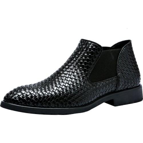 Whoholl Autumn Winter Patent Leather Ankle Chelsea Boots Men Shoes With Fur warm Vintage Classic Male Casual Motorcycle Boot 48