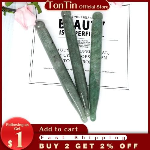 Tontin Natural Aventurine Aventur Jade Guasha Board Gree Stone Scraping GuaSha Tools V line Face Beauty Kit Healthcare
