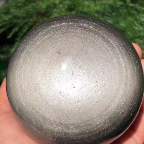 Natural silver flaring stone ball, hand cut crystal ball, perfect ball, healing