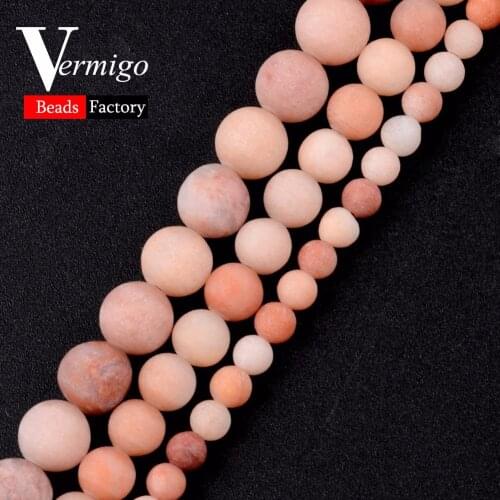 Natural Gem Stone Dull Polish Matte Pink Aventurine Beads Round Loose Beads For Jewelry Making Diy Bracelet 15"
