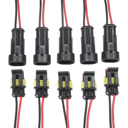 New 10pcs 5 Pairs Waterproof Male Female Electrical Connectors Plug 2-Pin Way With Wire For Car Motorcycle Scooter Marine