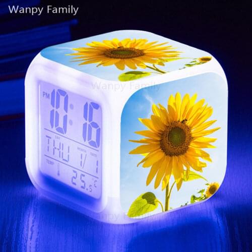 2020 New Sunflower LED alarm clock Childrens room multifunctional luminous electronic alarm clock