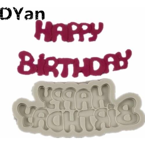 New Happy Birthday Fondant Cake Mold Chocolate Mold DIY Birthday Cake Decoration Mold A1611