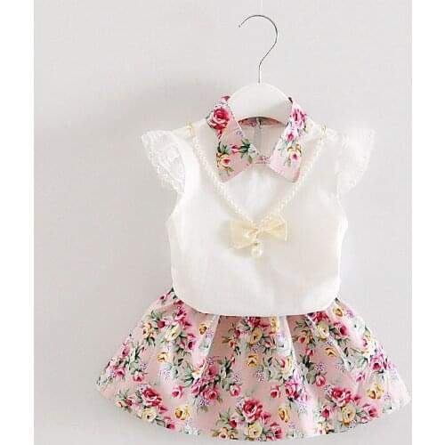 Baby Girls Clothing Kids Summer Sets Children Fly Sleeves Floral Shirt+Skirt Suit Infant Girls Suit Toddler Princess Costume