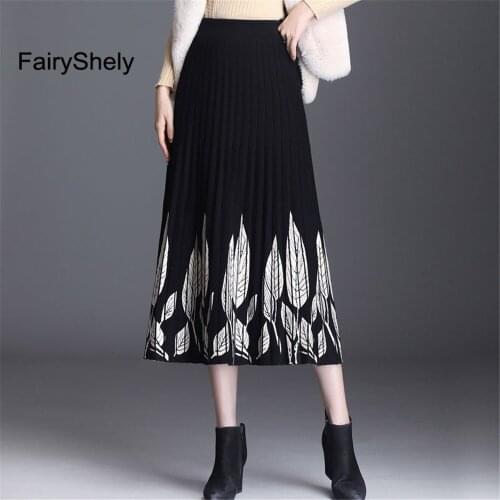 2020 Autumn Winter Black Knitted Long Skirts Women Warm High Waist Maxi Skirt Ladies Slim Office Lady Skirts