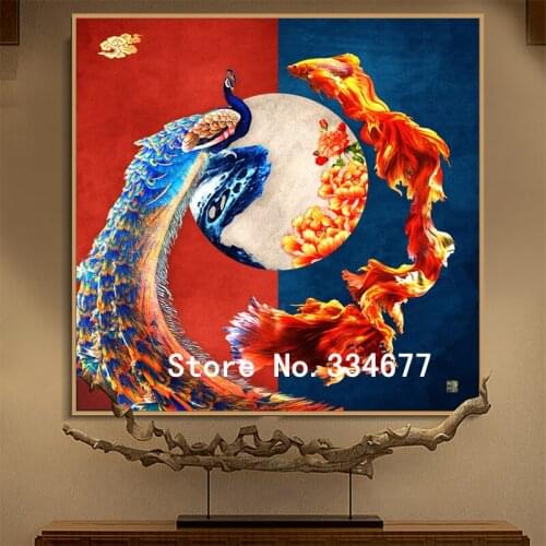 Peacock and fish Counted Cross Stitch Kits Needlework Embroidery Crafts 14ct Unprinted Aida DIY Arts Handmade Home Decor