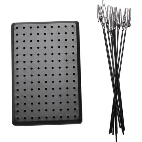 9 x 14 Holes Painting Stand Base with 10Pcs Metal Alligator Clip Stick Modeling Tool Set Toys Hobbies Accessories