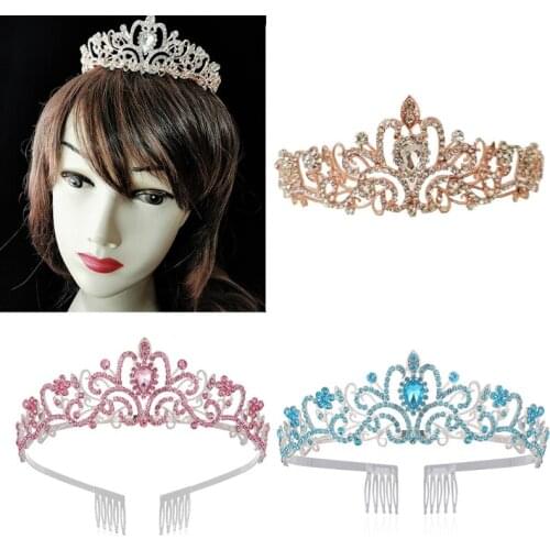 Crystal Crowns with Combs Elegant Hairwear Decorative Princess Tiaras Crown Shiny Vintage Pageant Prom Hair Accessories