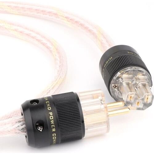 12TC Schuko Mains Power Cable EU Schuko Power Cord Extension AC Power Cable HIFI 24K Gold Plated EU Power plug