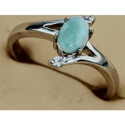 SHUNXUNZE Larimar Luxury Engagement Wedding natural stone rings Jewelry & Accessories for women Rhodium Plated R3516 size 6 7 8