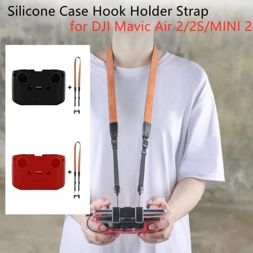 For DJI Mavic Air 2/2S/MINI 2 Silicone Case Hook Holder Strap with Fixed Clip Drone Neck Lanyard Safety Mount Silicone Sleeve