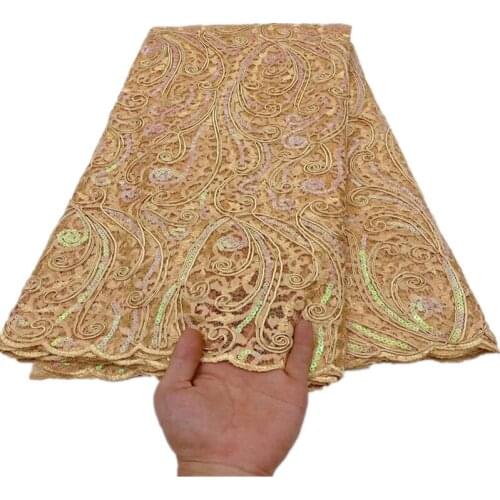 SJ Lace African Sequins Lace Fabric 2021 High Quality Lace French Lace Fabric Sewing Nigerian Lace Fabrics For Dress xh6-64