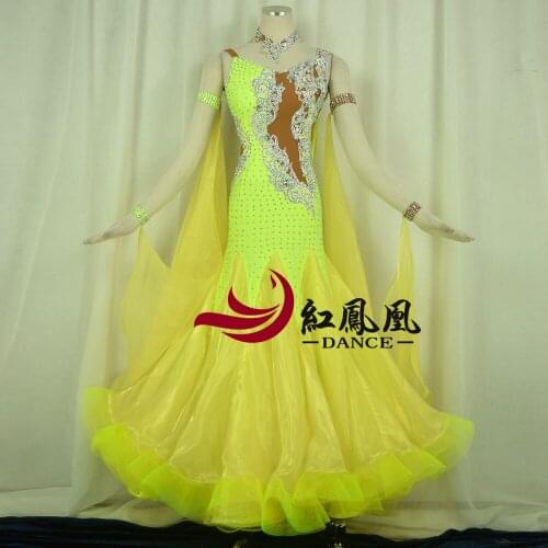 Standard Ballroom Dress Women New Of 2018 Custom Made High-necked Long Sleeved Waltz Ballroom Dance Competition Dresses