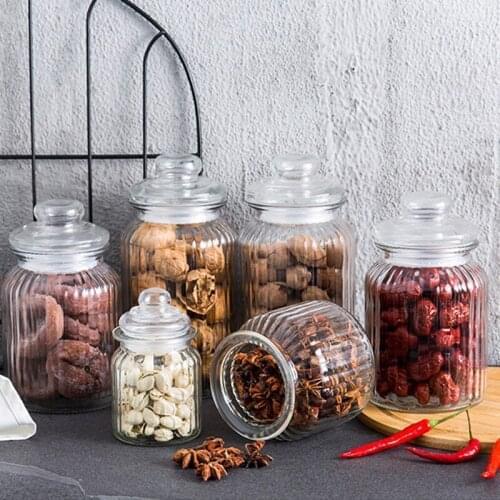 Glass Jar With Lid Bottle Storage Tank Sealed Tea Cans Cereals Transparent Storage Jars Coffee Container