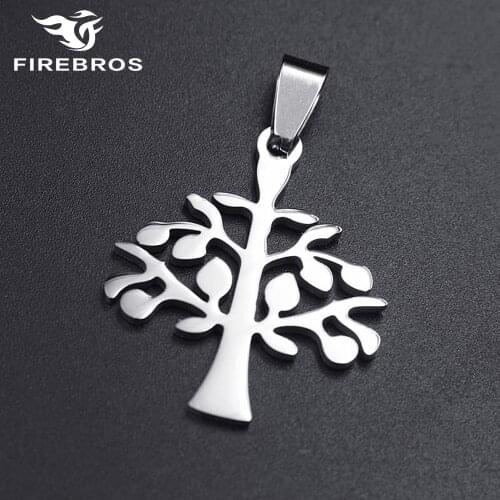 FIREBROS 2021 Silver Color Stainless Steel Tree of Life Spiritual Amulet Mascot Pendant Necklace Men Women Egyptian Jewelry Gift