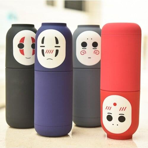 Spirited Away Thermos Cups Stainless Steel Vacuum Flask Totoro Cartoon Theme Portable Thermocup 300ML Kitchen Tools Coffee Mug