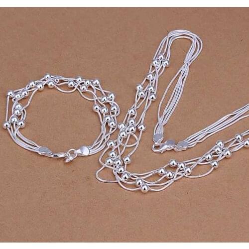 Factory price top quality jewelry silver plated jewelry sets jewelry silver plated necklace bracelet SMTS063