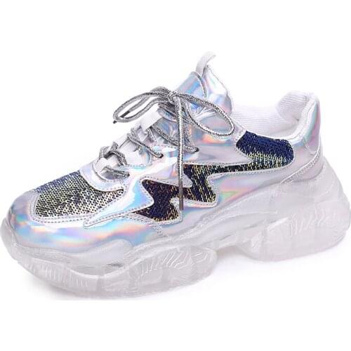 2019 Winter Women Platform Sneakers Casual Shoes Luxury Crystal Black Female Basket Sports Fashion Vulcanized Shoes Woman U13-24