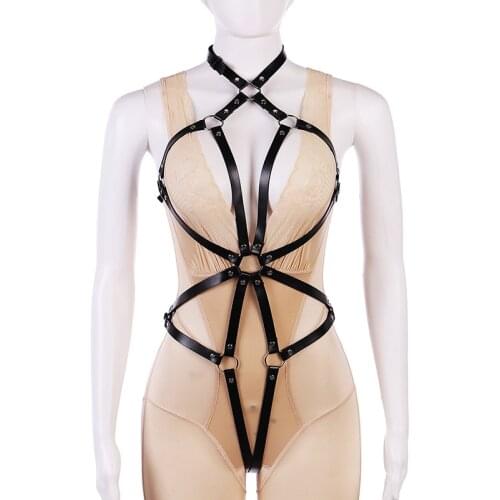 Full Body Harness For Women Bondage Lingerie Punk Leather Harness Bra Bdsm Chest Straps thigh garter Sword Belt Suspenders