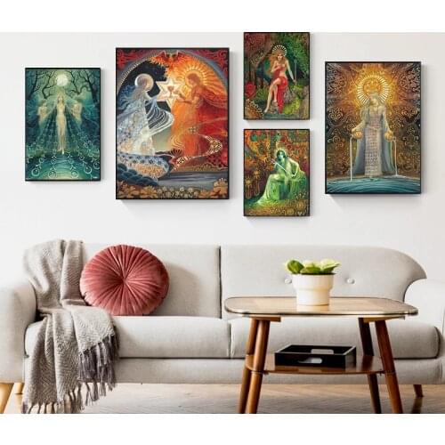 Snake Charmer Art Card Pagan Mythology Psychedelic Bohemian Gypsy Goddess Canvas Painting Home Decor Wall Art Print And Poster